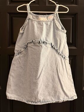 Kid 3T denim frill detail strappy dress